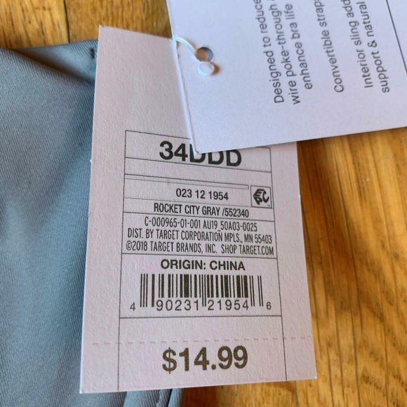 UNLINED DEMI CUT BRA GRAY 34DDD AUDEN - Picture 7 of 8